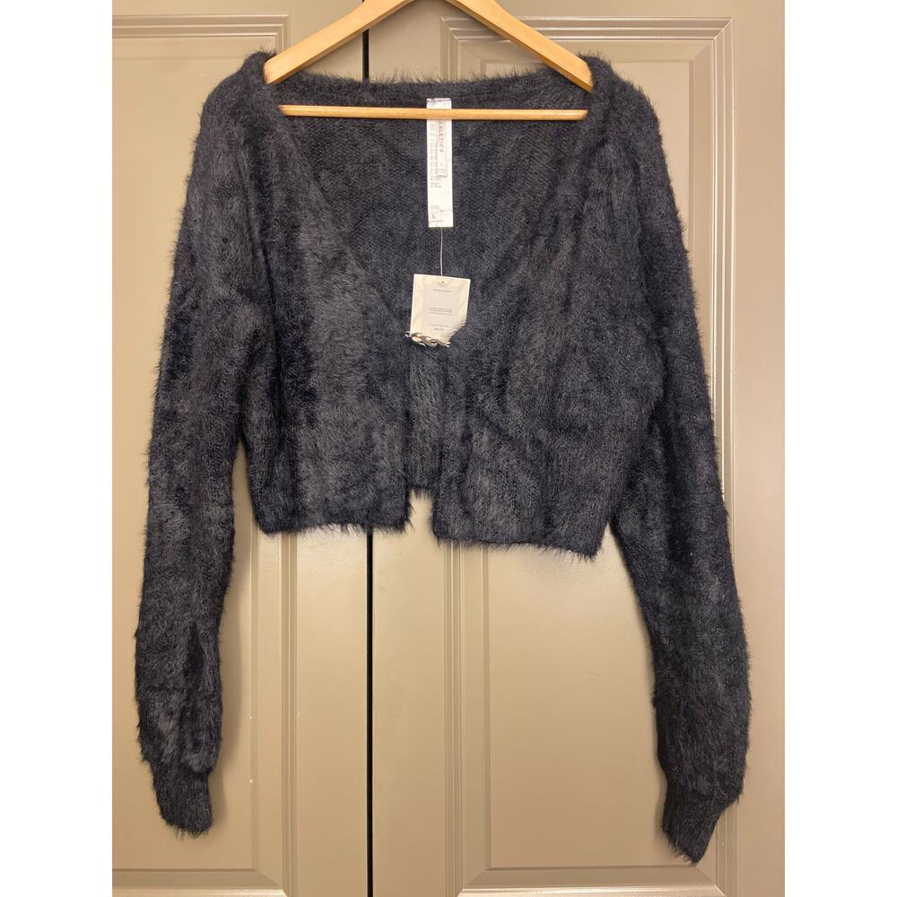 NWT Cropped Soft, Fuzzy Cardigan w/Silver Clasp